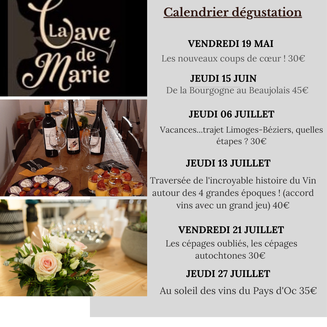 Calendrier dégustation Mai 2023